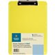Business Source Flat Clip Clipboard - 9" x 12" - Plastic - Neon Green - 1 Each