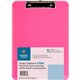 Business Source Flat Clip Clipboard - 9" x 12" - Plastic - Neon Pink - 1 Each