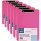 Business Source Flat Clip Clipboard - 9" x 12" - Plastic - Neon Pink - 6 / Bundle