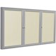 Ghent 3 Door Enclosed Vinyl Bulletin Board with Satin Frame - 48" Height x 96" Width - Ivory Vinyl Surface - Weather Resistant, 