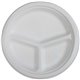 Genuine Joe 10" 3-Compartment Disposable Plates - Disposable - White - Sugarcane Body - 50 / Pack