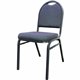 Lorell Round-Back Stack Chair - Blueberry, Black Fabric Seat - Charcoal Steel Frame - Blue, Black - 4 / Carton