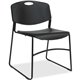 Lorell Heavy-duty Cafe Stack Chairs - Plastic Seat - Plastic Back - Steel Frame - Black - 4 / Carton