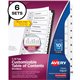 Avery Ready Index 10-tab Custom TOC Dividers - 60 x Divider(s) - 1-10, Table of Contents - 10 Tab(s)/Set - 8.5" Divider Width x 