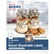 Avery Round Dissolvable Labels - Round - Laser, Inkjet - White - Paper - 12 / Sheet - 3 Total Sheets - 36 Total Label(s) - 18 / 