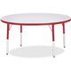 Jonti-Craft Berries Elementary Height Color Edge Round Table - For - Table TopRed Round Top - Four Leg Base - 4 Legs - Adjustabl