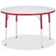 Jonti-Craft Berries Adult Gray Laminate Round Table - For - Table TopLaminated Round, Red Top - Four Leg Base - 4 Legs - Adjusta
