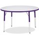 Jonti-Craft Berries Elementary Height Color Edge Round Table - For - Table TopGray Round Top - Four Leg Base - 4 Legs - Adjustab
