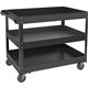 Lorell 3-shelf Utility Cart - 3 Shelf - 400 lb Capacity - 4 Casters - Steel - x 16" Width x 30" Depth x 32" Height - Black - 1 E