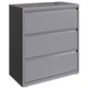 Lorell 36" Silver Lateral File - 3-Drawer - 36" x 18.6" x 40.3" - 3 x Drawer(s) for File - Letter, Legal, A4 - Hanging Rail, Mag
