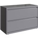 Lorell 42" Silver Lateral File - 2-Drawer - 42" x 18.6" x 28" - 2 x Drawer(s) for File - Letter, Legal, A4 - Hanging Rail, Magne