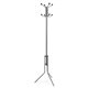 Lorell Tripod Base Metal Coat Rack - 4 Hooks - 4 Pegs - for Coat, Jacket, Hat, Scarf - Metal - Silver - 1 Each