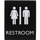 Lorell Restroom Sign - 1 Each - 6.4" Width x 8.5" Height - Rectangular Shape - Easy Readability, Braille - Plastic - Black, Blac