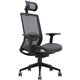 Lorell Mesh Task Chair With Headrest - Black - Armrest - 1 Each