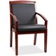 Lorell Sloping Arms Wood Guest Chair - Black Bonded Leather Seat - Black Bonded Leather Back - Cherry Wood Frame - Four-legged B