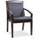Lorell Sloping Arms Wood Guest Chair - Black Bonded Leather Seat - Black Bonded Leather Back - Espresso Wood Frame - Four-legged