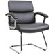 Lorell Sled Base Leather Guest Chair - Black Bonded Leather Seat - Black Back - Sled Base - Black - Leather - 1 Each