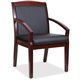 Lorell Sloping Arms Wood Guest Chair - Black Bonded Leather Seat - Black Bonded Leather Back - Mahogany Solid Wood, Rubberwood F