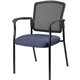 Lorell Stackable Mesh Back Guest Chair - Dillon Ocean Antimicrobial Vinyl Seat - Black Mesh Back - Black Powder Coated Steel Fra