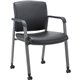 Lorell Healthcare Guest Chair with Casters - Vinyl Seat - Vinyl Back - Steel Frame - Square Base - Black - Armrest - 1 Each