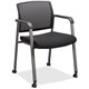 Lorell Mesh Back Guest Chairs with Casters - Black Fabric Seat - High Back - Square Base - 1 Each