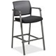 Lorell Mesh Back Guest Stool - Black Fabric Seat - Square Base - 1 Each