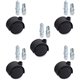 Lorell Premium Dual Soft Wheel Casters Set - 1.97" Diameter - Nylon, Metal - Black - 5 / Set