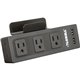 Lorell Desktop AC Power Center - 3 x AC Power, 2 x USB - Desk Mountable - Black