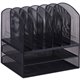 Lorell Steel Mesh Desk Organizer - 8 Compartment(s) - Sturdy - Powder Coated - Black - Steel - 1 Each