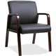 Lorell Guest Chair - Black Bonded Leather Seat - Black Bonded Leather Back - Espresso Solid Wood Frame - Four-legged Base - Armr