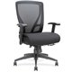 Lorell Fabric Seat Mesh Mid-back Chair - Black Fabric Seat - Black Back - Plastic Frame - 5-star Base - Black - 1 Each