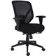 Lorell Executive High-Back Chair - Black Fabric Seat - Black Mesh Back - High Back - 5-star Base - Armrest - 1 Each