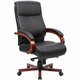 Lorell Executive Chair - Black Leather Seat - Black Leather Back - High Back - 1 Each