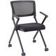 Lorell Plastic Arms Mesh Back Nesting Chair - Black Fabric Seat - Metal Frame - 2 / Carton