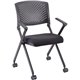 Lorell Plastic Arms/Back Nesting Chair - Black Fabric Seat - Black Plastic Back - Metal Frame - 2 / Carton