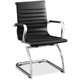 Lorell Modern Chair Mid-back Leather Guest Chairs - Leather Seat - Leather Back - Mid Back - Cantilever Sled Base - Black - 2 / 