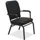 Lorell Fixed Arms Vinyl Oversized Stack Chairs - Black Vinyl Seat - Black Vinyl Back - Steel Frame - Four-legged Base - 2 / Cart