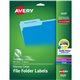 Avery Clear Top Tab Filing Labels - 21/32" Width x 3 7/16" Length - Permanent Adhesive - Rectangle - Laser, Inkjet - Clear - Fil