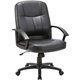 Lorell Chadwick Managerial Leather Mid-Back Chair - Black Leather Seat - Black Frame - 5-star Base - Black - 1 Each
