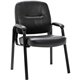 Lorell Chadwick Executive Leather Guest Chair - Black Leather Seat - Black Steel Frame - Black - Steel, Leather - 1 Each