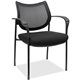 Lorell Mesh Back Guest Chair - Fabric Seat - Plastic Frame - Four-legged Base - Black - Armrest - 1 Each