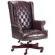 Lorell Traditional Executive Swivel Chair - Oxblood Vinyl Seat - Mahogany Hardwood Frame - 5-star Base - Oxblood - Wood - 1 Each