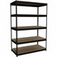 Lorell Riveted Steel Shelving - 5 Shelf(ves) - 72" Height x 48" Width x 24" Depth - Rust Resistant - 28% Recycled - Black - Stee