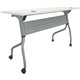 Lorell White Laminate Flip Top Training Table - For - Table TopWhite Rectangle Top - Silver Folding Base - 4 Legs - 23.60" Table