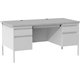 Lorell Grey Double Pedestal Steel/Laminate Desk - 30" Height x 29.50" Width x 60" Depth - Gray, Laminated - Steel - 1 Each