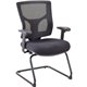 Lorell Conjure Sled Base Guest Chair - Fabric, Polyurethane Foam Seat - Mesh Back - Mid Back - Sled Base - Black - 1 Each