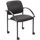 Lorell Guest Chair with Arms - Black Seat - Black Steel Frame - Four-legged Base - Black - Armrest - 2 / Carton