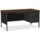 Lorell Fortress Series Right-Pedestal Desk - For - Table TopLaminated Rectangle, Walnut Top - 30" Table Top Length x 66" Table T