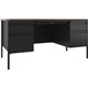 Lorell Fortress Series Walnut Top Teacher's Desk - 60" x 30"29.5" - Box, File Drawer(s) - Double Pedestal - T-mold Edge - Finish