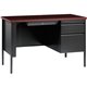 Lorell Fortress Series Mahogany Laminate Top Desk - 45.5" x 24"29.5" , 1.1" Top - Box, File Drawer(s) - Single Pedestal on Right